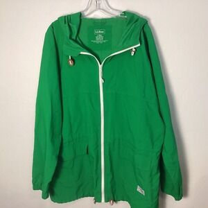 MENS L L BEAN GREEN NYLON LIGHTWEIGHT HOODED JACKET  ZIPPER SZ LARGE TALL NWOT